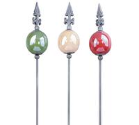 levandeo Set di 3 picchetti da giardino a forma di giglio, in metallo, 108 cm, in ceramica, rosso e verde, decorazione da giardino, stelo in metallo, punta di giglio