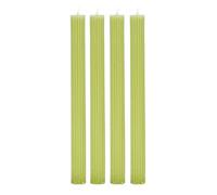 levandeo Set di 4 candele a stelo verde, 25 cm, motivo scanalature, decorazione da tavolo