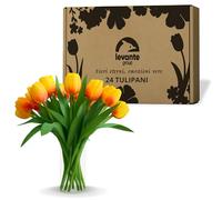 levante group - Tulipani Finti Realistici in Lattice Arancione - 24 pz in Box Regalo - Fiori Artificiali per Casa, Ufficio, Eventi