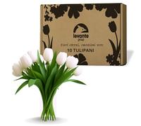 levante group - Tulipani Finti Realistici in Lattice Bianco - 10 pz in Box Regalo - Fiori Artificiali per Casa, Ufficio, Eventi
