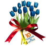 levante group - Tulipani Finti Realistici in Lattice Blu - Mazzo di Fiori Artificiali Realistici per Decorazioni Casa, Ufficio, Eventi - Tulipani Finti 10pz