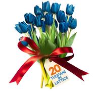 levante group - Tulipani Finti Realistici in Lattice Blu - Mazzo di Fiori Artificiali Realistici per Decorazioni Casa, Ufficio, Eventi - Tulipani Finti 20pz