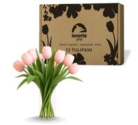 levante group - Tulipani Finti Realistici in Lattice Rosa - 12 pz in Box Regalo - Fiori Artificiali per Casa, Ufficio, Eventi