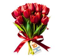 levante group - Tulipani Finti Realistici in Lattice Rossi - Mazzo di Fiori Artificiali Realistici per Decorazioni Casa, Ufficio, Eventi - Tulipani Finti 20pz