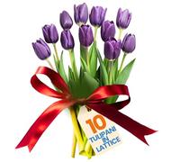 levante group - Tulipani Finti Realistici in Lattice Viola - Mazzo di Fiori Artificiali Realistici per Decorazioni Casa, Ufficio, Eventi - Tulipani Finti 10pz