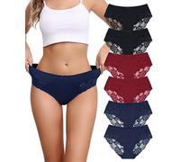 Levao Slip da Donna in Cotone con Pizzo Confezione da 6 Intimo a Vita Media comode e morbide Multipack S-XL