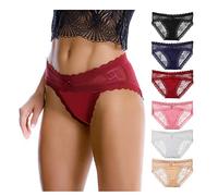 LEVAO, Slip da donna sensuali in pizzo, traspiranti e confortevoli, modello hipster, elasticizzati e senza cuciture, in multipack, Medium