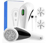 Levapelucchi Elettrico, leva pelucchi elettronico, Ricaricabile USB Togli Pelucchi Elettrico per Abiti, 2000 MAh/Display LED/3velocità Regolabili/Taglia Pelucchi a 6 Lame per vari Tessuti - Bianco