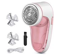 Levapelucchi Elettrico,Leva Pelucchi Elettronico,Togli Pelucchi Elettrico per Abiti e Tessuti,Ricaricabile via USB, con Spazzola e Lame di Ricambio-Rosa