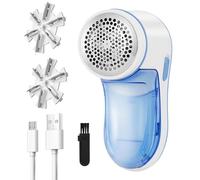 Levapelucchi Elettrico, Rasoio Elimina Pelucchi Potente ed Efficace per abiti e tessuti, Togliere Pelucchi Portatile con Ricarica USB con 2 Lame di Ricambio per Vestiti, Maglioni, Mobili, Lana