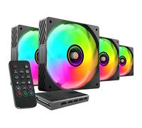 MARSGAMING MF-3A, Kit 3x Ventole FDB Ultra Silenziose 120mm, Illuminazione ARGB Rainbow 360° Senza Cornice, Ventole 3in1 Compatibilità Completa, Doppio Connettore Maschio + Femmina, Nero