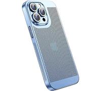 LEVDRO Electroplating Heat Dissipation Phone Case, Cooling Grid, Mesh Protective Cover, in Crystal Lens Film Coating Mobile Phone Case for 14 13 12 11ProMax (Blue,15PRO)