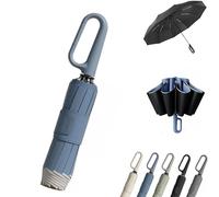 LEVDRO Ombrello con Fibbia ad Anello, Ombrello Completamente Automatico con Fibbia ad Anello, Robusto Antivento, Portatile da Viaggio, Ombrello da Viaggio Piccolo Compatto (Blue)