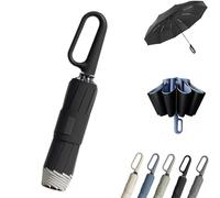 LEVDRO Ombrello con Fibbia ad Anello, Ombrello Completamente Automatico con Fibbia ad Anello, Robusto Antivento, Portatile da Viaggio, Ombrello da Viaggio Piccolo Compatto (Black)
