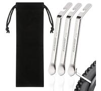 Leve Smontagomme Bici, 3Pz Argento Leve per Pneumatici per Bicicletta Metallo Levagomme Bicicletta con Borsa, Leve Pneumatici Bicicletta Cambio in Acciaio Inossidabile per Mountain Bike Bici da Corsa