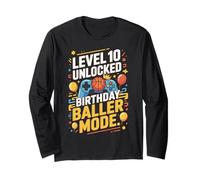 Level 10 Unlocked Birthday Baller Mode Video Game Controller Maglia a Manica
