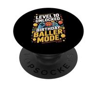 Level 10 Unlocked Birthday Baller Mode Video Game Controller PopSockets PopGrip Adesivo