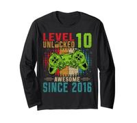Level 10 Unlocked Compleanno 10 Anni Regalo 10 Anni 2016 Maglia a Manica