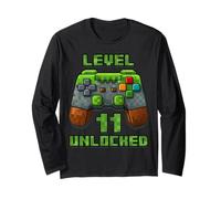 Level 11 Years Unlocked Shirt Videogioco 11 ° Compleanno Tee Maglia a Manica