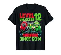 Level 12 Unlocked Since 2014 Son Gamer 12nd Birthday Boys Maglietta