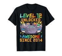 Level 12 Unlocked Since 2014 Son Gamer 12nd Birthday Boys Maglietta