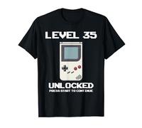 Level 35 Unlocked Press Start Vintage Retro Console Gamer Maglietta