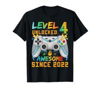 Level 4 Unlocked Since 2022 Son Gamer 4th Birthday Boys Maglietta