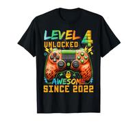Level 4 Unlocked Since 2022 Son Gamer 4th Birthday Boys Maglietta