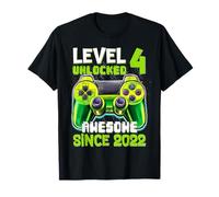 Level 4 Unlocked Since 2022 Son Gamer 4th Birthday Boys Maglietta