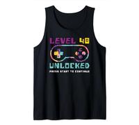 Level 40 Unlocked T-Shirt Uomo 40 Year Old Quaranta Compleanno Tee Canotta