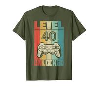 Level 40 Unlocked Videogiocator Regalo per Il 40° Compleanno Maglietta