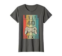 Level 40 Unlocked Videogiocator Regalo per Il 40° Compleanno Maglietta, Donna, Asfalto, L