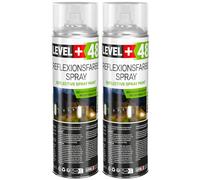 Level+48 Spray riflettente 2 x 500 ml | Vernice spray fosforescente al buio e a infrarossi, ad alta visibilità, sicurezza, sport, traffico, marcatura spray