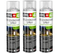 Level+48 - Spray riflettente, 3 x 500 ml | Vernice spray fosforescente al buio e a infrarossi, ad alta visibilità, sicurezza, sport, traffico, marcatura spray