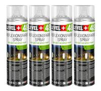 Level+48 - Spray riflettente, 4 x 500 ml | Vernice spray fosforescente al buio e a infrarossi, ad alta visibilità, sicurezza, sport, traffico, marcatura spray