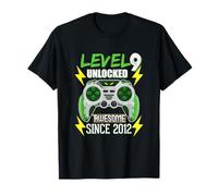 Level 9 Unlocked Awesome Since 2012 Video Game 9th Birthday Maglietta