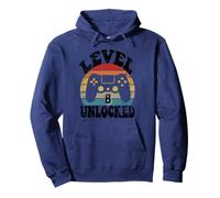 Level Eight Unlocked 8th Birthday Tee Video Game 8 Year Old Felpa con Cappuccio