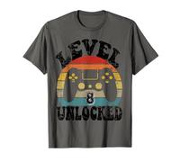 Level Eight Unlocked 8th Birthday Tee Video Game 8 Year Old Maglietta