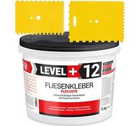 Level Plus 12 adesivi per piastrelle D2TE bianco, colla flessibile pronta all'uso per piastrelle, gres porcellanato, pietra naturale e mosaico di vetro, colla a dispersione per interni ed esterni