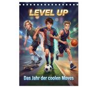 Level Up - Das Jahr der coolen Moves (Tischkalender 2027 DIN A5 hoch), CALVENDO Monatskalender: Dynamische Anime-Illustrationen zeigen Jungs bei ... Fairness und eine aktive Freizeitgestaltung.