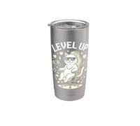 Level Up Gamer Cat Retro Pixel Controller per videogiochi Bicchiere termico in acciaio inox doppia parete