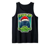 Level Up Your Christmas Spirit Gamer Gaming Bambini Adolescenti Divertente Canotta