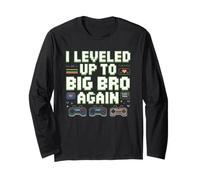 Leveled Up, Big, Brother Again Funny Sibling Present Maglia a Manica