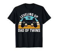 Leveling up to Dad of Twins Future Dad Maglietta
