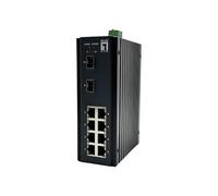 LevelOne IGU-1071 - Switch industriale a 10 porte L2 Plus, gestito, 8 x 1GbE RJ45, 2 x 1/2,5 GbE SFP, guida DIN, da -40 °C a 75 °C