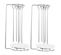 Levemolo 2 Set Supporto Barbecue in Acciaio Inossidabile con Piastra Colleziona Grassi Portatile e Smontabile per Spiedini e Arrosticini per Grigliate e Picnic all Aperto