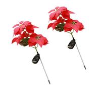 Levemolo 2pezzi Luce da Giardino Energia Solare Design Floreale Natalizio Luce da Terra Spina per Cortili e Aree Verdi Due Rossi Stile Casuale