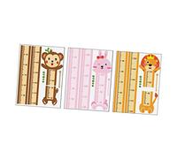 Levemolo 3sets Adesivi Murali Per Crescita Di Indicatori Di Impermeabili Per Camerette Leone Coniglio Scimmia Decorazione Educativa Per Nursery e Kindergartens