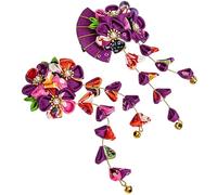 Levemolo Accessori per Chioma Donna Eleganti Fiore e Ventaglio Porpora, Leggeri e Portatili, per Creare Un'atmosfera Estiva in Occasioni come Matrimoni