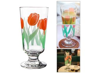 Levemolo Bicchiere in Vetro al Piombo Stile Retrò a Forma di Tulipano Bordo Liscio Multiuso per Latte e Succhi di Frutta in Ambiente Domestico